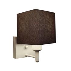 Arandela Quadrada Vivare Md-2006 Base Alumínio Branco Cúpula em Tecido - Bivolt