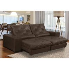 Sofá Retrátil e Reclinável 2,50m Nobuck Isis Marrom Café