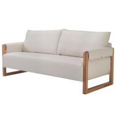 Sofá 3 Lugares Mh-4194 Herval 191 Cm Estrutura Madeira De Eucalipto Estofado Cinza Base Amêndoa