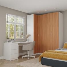 Guarda Roupa Modulado 4 Portas 3 Peças com Escrivaninha Hera CabeCasa 