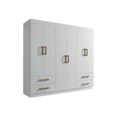 Guarda Roupa Casal 6 Portas 4 Gavetas - Recife-Branco - Leifer Móveis