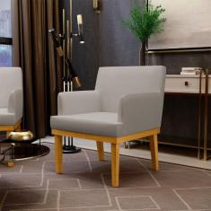 Poltrona Decorativa Para Sala de Estar e Recepção Beatriz Linho Bege -