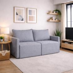 Sofá Cama Dubai Retratil e Reclinavel 3 Lugares em Linho Sofatec, Cinz