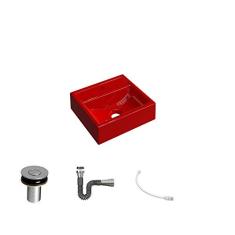 Kit Cuba Q32 C/Válvula Click 1''B (2,6cm) + Sifão Cromado + Flexível Vermelho