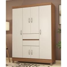 Guarda Roupa Roupeiro Solteiro 62020 06 Portas 02 Gavetas Ecom II Amendola Touch Off White Demóbile 