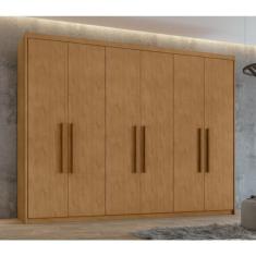 Guarda-roupa 6 Portas 5 Gavetas Áries Amêndoa Clean