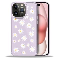 Yuning419 Capa compatível com iPhone 15 Pro Max, capa com estampa margarida para iPhone 15 Pro Max para meninas e mulheres, TPU fosco à prova de choque, capa rígida de policarbonato para iPhone 15 Pro