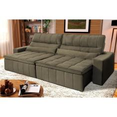 Sofá Retrátil Reclinável Supremo 2,10m Suede Velut Tabaco Molas no Assento - King House