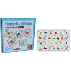 Quebra-cabeça Montando o Alfabeto 26 Peças Madeira 8436