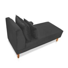 Divã Chaise Jade 1,60 Cm Pés chanfrado Veludo Preto Grafite - Neros In