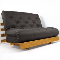 Sofá Cama Casal Futon Tokio Chumbo Acquablock Madeira Maciça Cor Mel