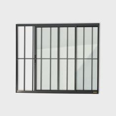 Janela Confort 2 Folhas com Grade Vidro Liso 100cm x 100cm Brimak