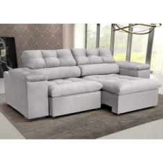 Sofá 3l 2,2m Retr/recl Veludo Olm Vancouver Pérola