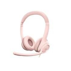 Headset Logitech H390, USB, com Almofadas, Controles de Áudio Integrado, Microfone com Redução de Ruído, Rosa - 981-001280
