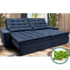 Sofá Retrátil e Reclinável 2,12m Molas Ensacadas Cama inBox Catar. Velusoft