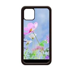 Capa de fundo azul roxo flores rosa para iPhone 12 Pro Max para Apple Mini Mobile Case Shell