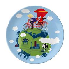 Prato de arte de parede chinês The Great Wall Decorativo Salver Talheres Prato de jantar