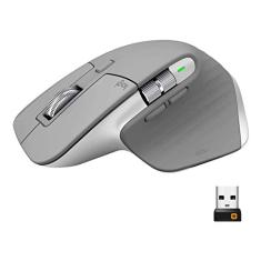 Logitech MX Master 3 Mouse sem fio avançado, rolagem ultrarrápida, ergonômico, 4000 DPI, personalização, USB-C, Bluetooth, USB, Apple Mac, Microsoft PC Windows, Linux, iPad – Cinza médio