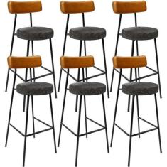 Kit 06 Banquetas Alta Cozinha Sala De Jantar Milão L02 material sintét