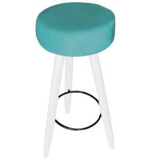 Kit 08 Banqueta Alta Flora Pés Palito em Madeira Branco para Bar Bistr