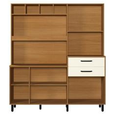 Armário De Cozinha Compacta 175cm Com 8 Portas E 2 Gavetas Cr20287 Nature/champanhe