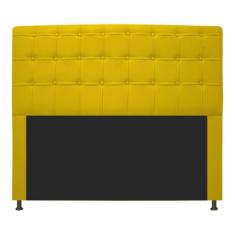 Cabeceira Estofada Dama 160 cm Queen Size Com Botonê Corano Amarelo - 