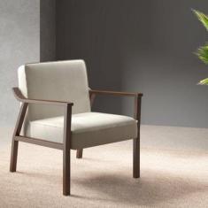 Poltrona Decorativa Madeira Maciça Jequitibá Assento com Persintas Elá