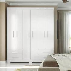 Guarda Roupa Casal 6 Portas 4 Gavetas Primacy Batrol Móveis Branco