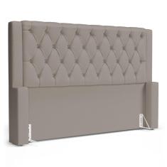 Cabeceira Cama Box Queen Size Atena 180cm Capitonê com Frame Suede Bege - Desk Design
