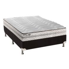 Cama Box Casal: Colchão Espuma Paropas D33 Pasquale Plus + Base Crc Suede Black(138X188)