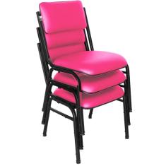 Kit com 3 Cadeiras para Auditórios Linha Hotel Smart Rosa