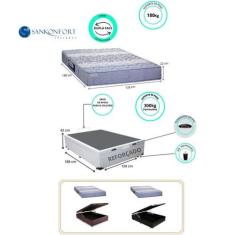 Conjunto Cama Box Baú Casal Viúva + Colchão Ortopédico Espuma resisten