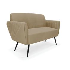 Sofá Namoradeira Pés Palito De Ferro Bruna Suede Marrom Rato - D\'rossi