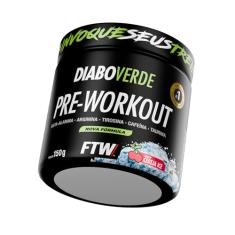 FTW Pré-Treino Diabo Verde - Energia Extrema, Força e Foco - Potência Hardcore com Cafeína, Beta-Alanina - Para Treinos Intensos - sabor: Cereja Ice - Pote 150g