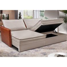 Sofá Sem Caixa Retrátil Baú 1,55m Cama inBox Grace Tecido Linho e mate