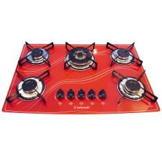 Fogão Cooktop 5 Bocas Tripla Chama Safanelli - Vermelho