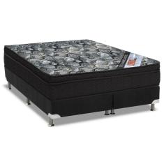Cama Box King: Colchão Molas Bonnel Ortobom Nanolastic ISO Firme + Base CRC Suede Black(193x203)