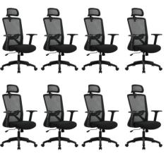 Kit com 8 Cadeira para Escritório Office Dallas Preto