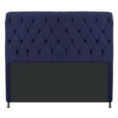 Cabeceira Estofada Cristal 160cm Queen Size Azul Marinho
