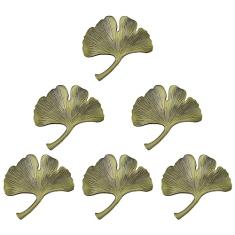 MOROBOR 6 puxadores de armário Ginkgo, puxadores de gaveta de metal sólido, puxadores de decoração criativa para guarda-roupa armário gaveta estante móveis, ferragens clássicas de armário, bronze