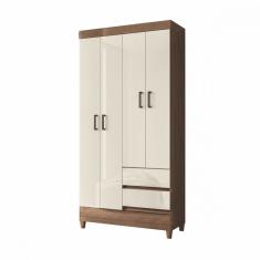 Guarda Roupa Solteiro com Pés Jequitiba Off White New Opção