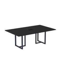 Mesa de Reunião Retangular com Power Box 200x90cm Mr2000p25tub Preto/Azul Delrei