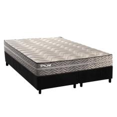 Cama Box Queen: Colchão Espuma D45 Paropas Pasquale Plus Gray + Base CRC Suede Black (158x198)