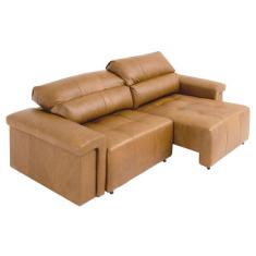 Sofá Retrátil E Reclinável 3 Lugares Maitê 226 Cm Couro Camel