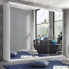 Guarda Roupa Casal 3 Portas De Correr 4 Gavetas E 9 Espelhos Rennes Minastex Branco