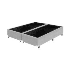 Base Box King Bipartido Suede Cinza - 30x198x203