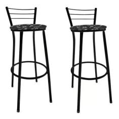 Kit 2 Banquetas Alta Banco Com Encosto Para Bancada Cozinha Bar Balcão