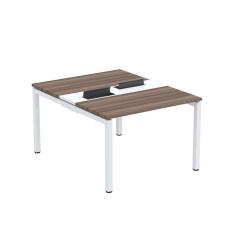 Mesa Plataforma Dupla com Pé de Aço para Coworking 120X140/2P PDC12/14/2P Walnut/Branco