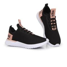 Tênis Esportivo Walk Super Leve e Confortável Masculino - DS, Preto nu