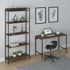 Kit Industrial 2 Peças Escrivaninha com Estante Active Yescasa
